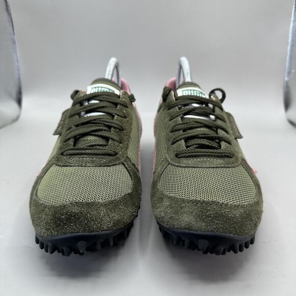 Vintage Puma 5000 m Shoes Womens Size 8 Green Pink Suede 342508-05 00s - Picture 3 of 11